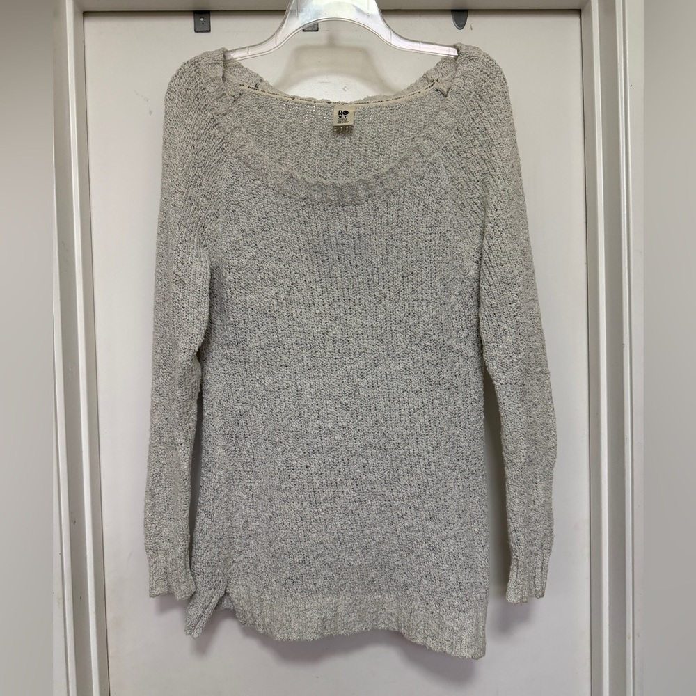 Roxy, long sleeve, knit beach sweater - size L - marbled gray